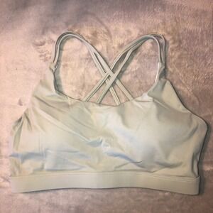 Running Girl Strappy Back Sports Bra Size Large Sage Green Mesh Lining New